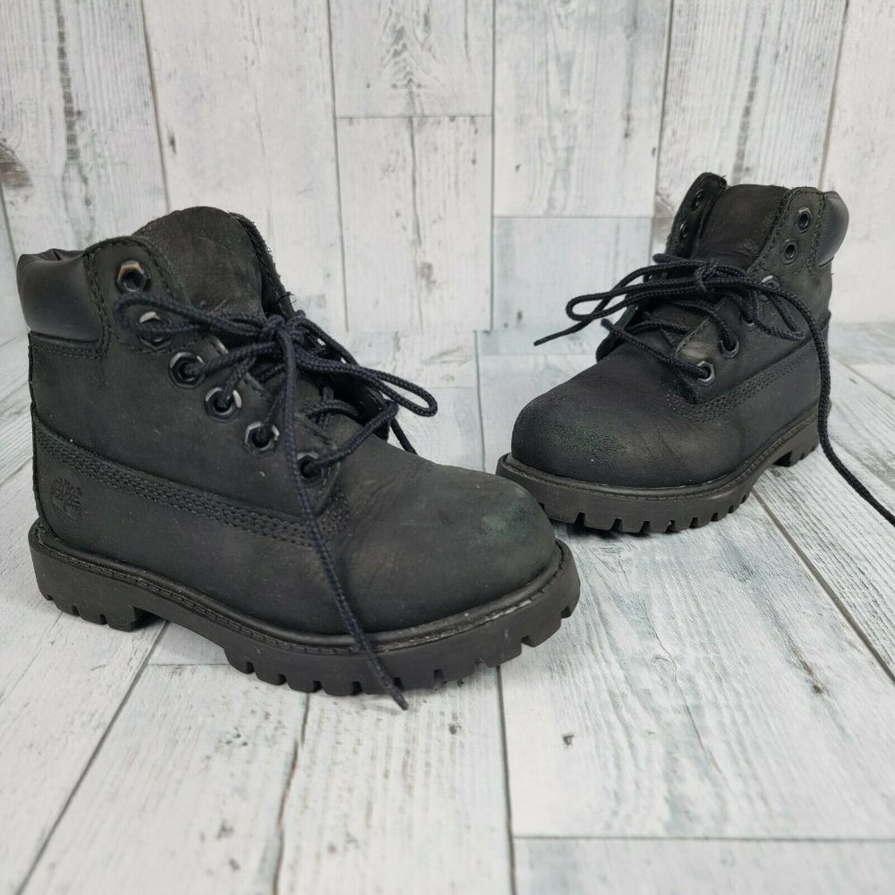 Timberland Toddler 6 inch Premium Black Nubuck 12807 Size 9m Boots Boys Girls